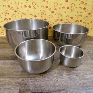 Stainless-Steel Mixing Bowls Set of 4 Nesting Mis-Matched Bowls